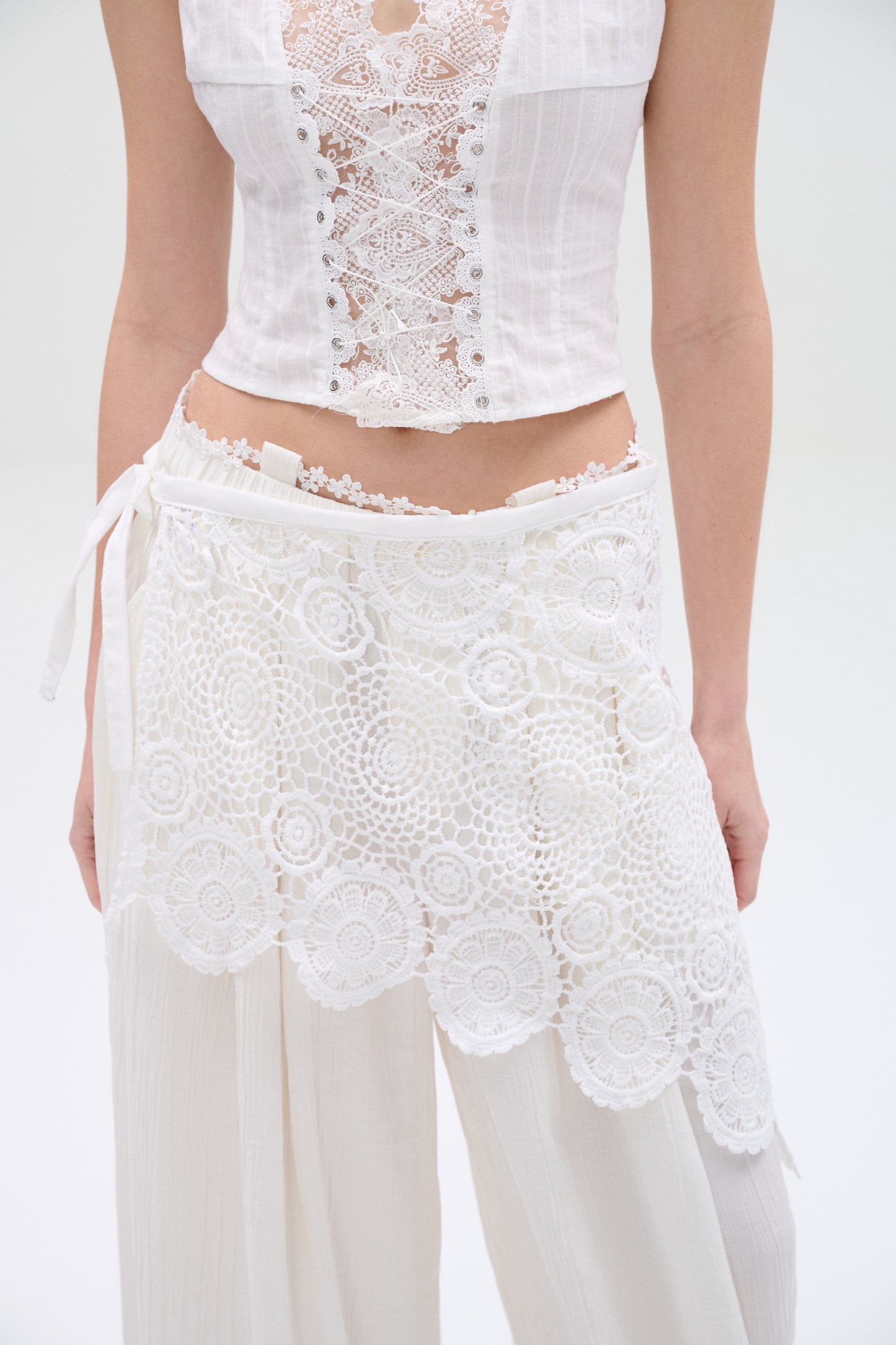 Ivory Flow Wide-Leg Pants