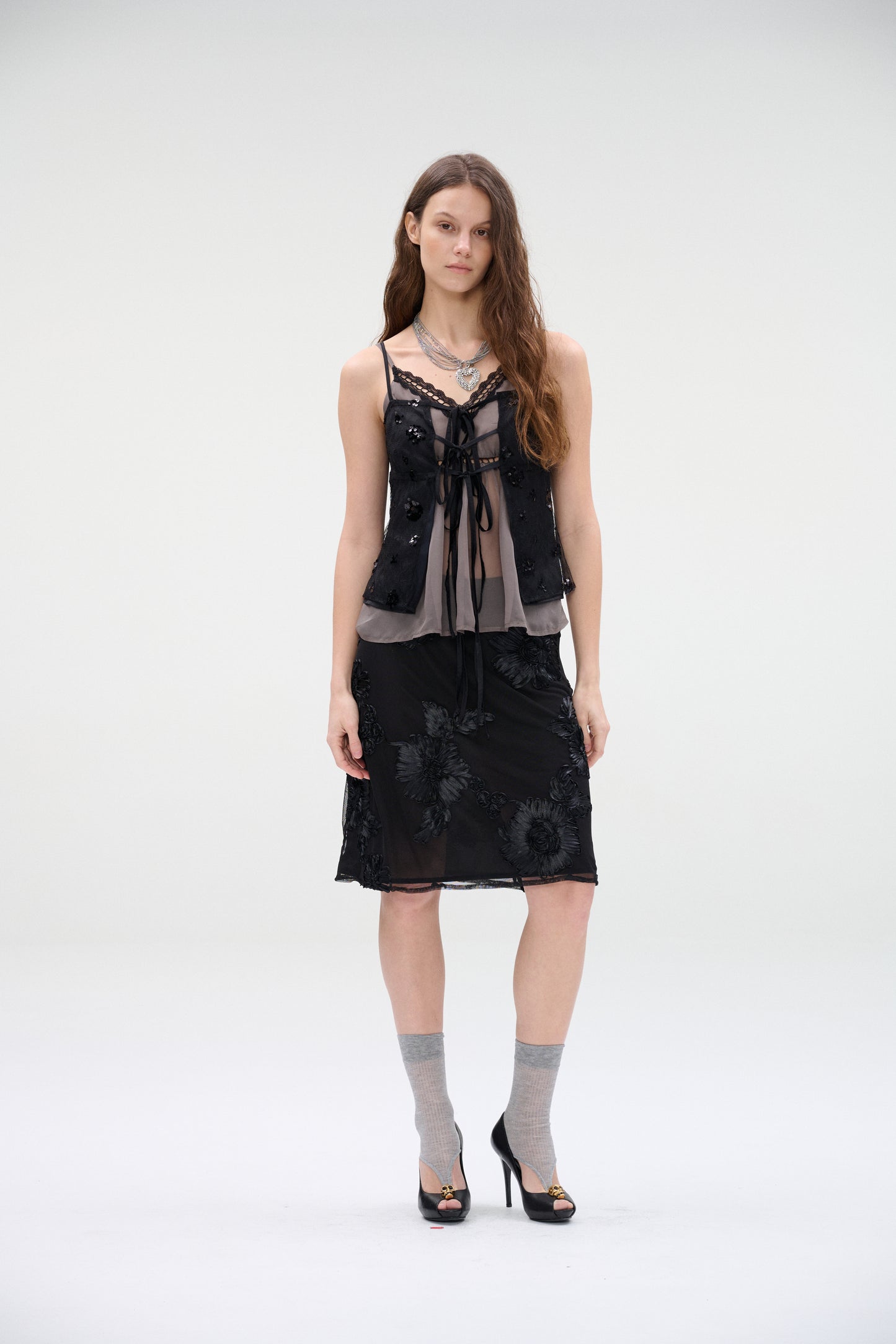 Lace Bloom Midi Skirt