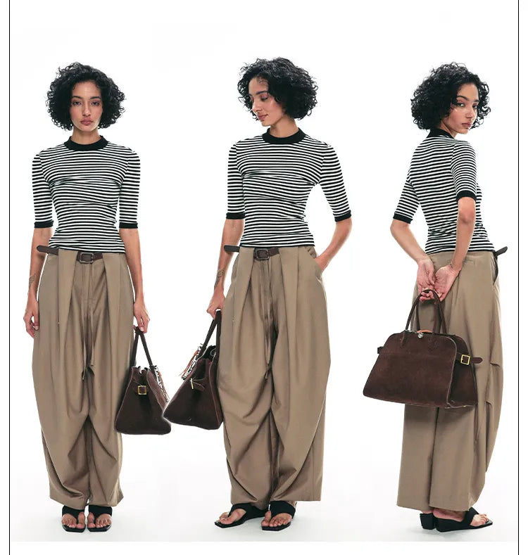Women's High Waist Palazzo Pants - Wide Leg Elegant Balloon Pants