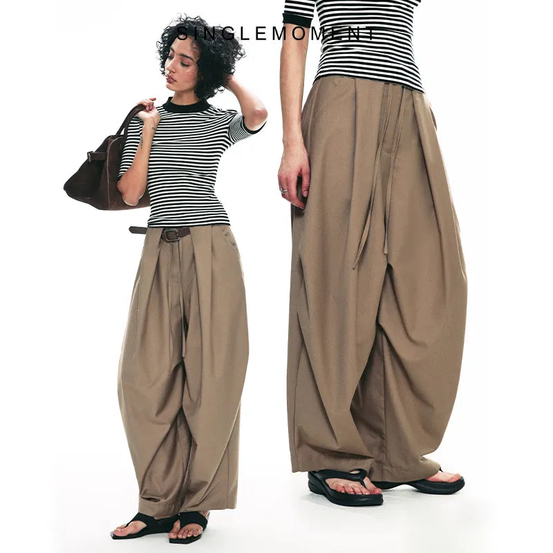 Women's High Waist Palazzo Pants - Wide Leg Elegant Balloon Pants