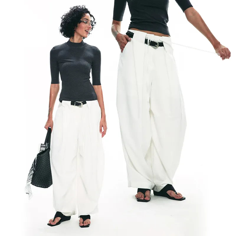 Women's High Waist Palazzo Pants - Wide Leg Elegant Balloon Pants