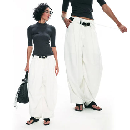 Women's High Waist Palazzo Pants - Wide Leg Elegant Balloon Pants