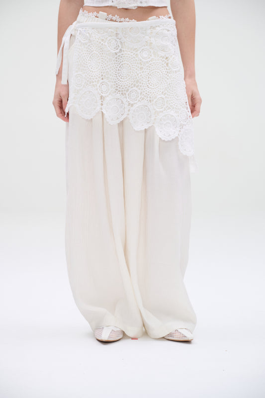 Ivory Flow Wide-Leg Pants