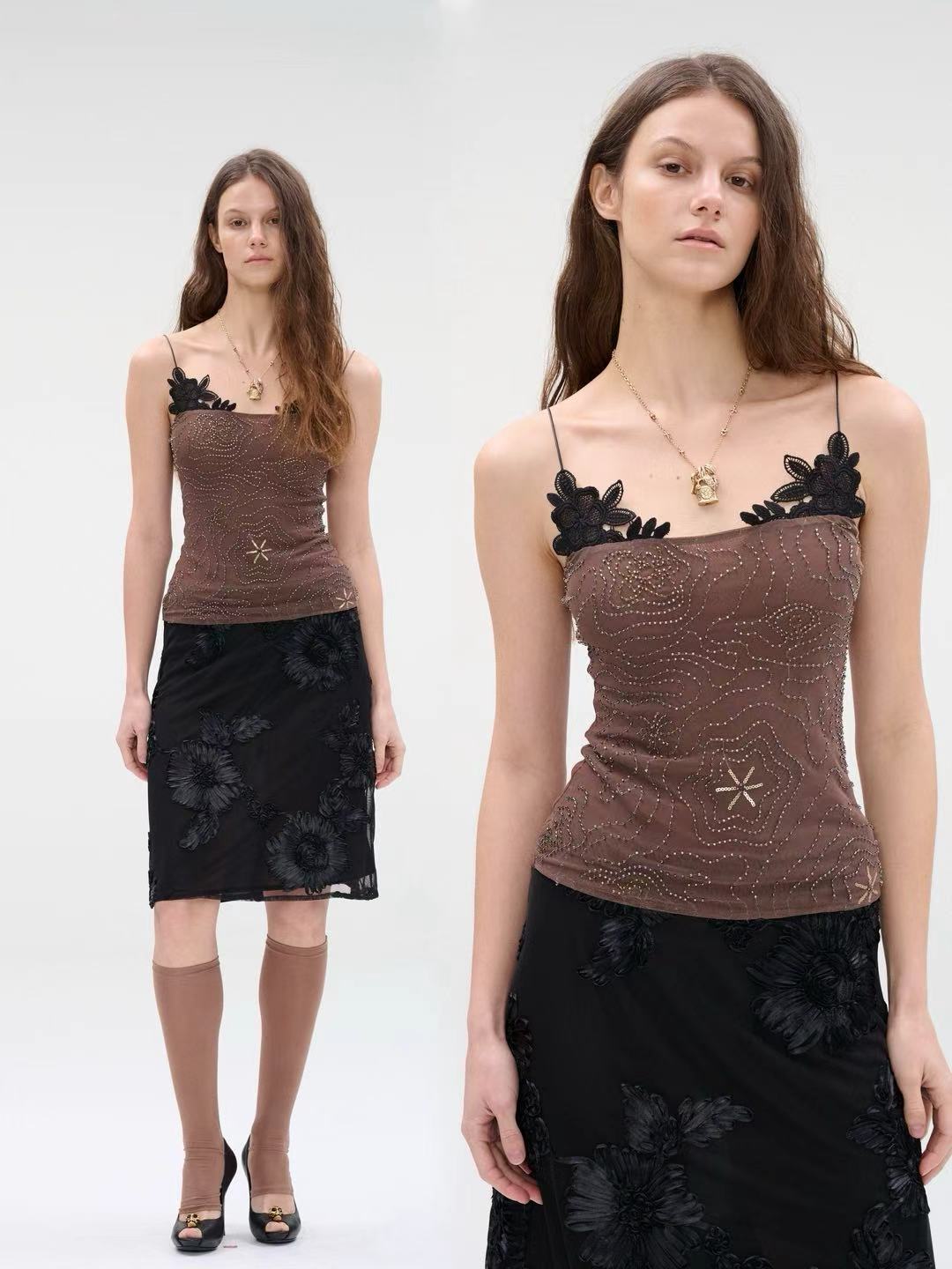 Lace Embellished Strap Top