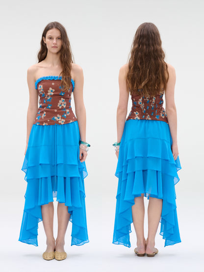 Azure Flow Asymmetrical Skirt