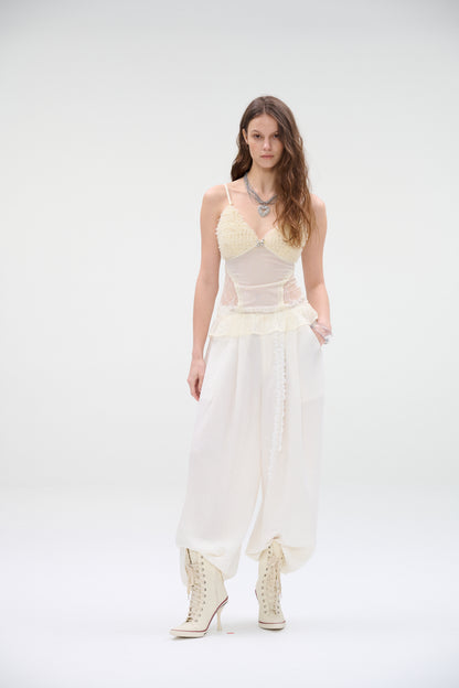 Ivory Flow Wide-Leg Pants