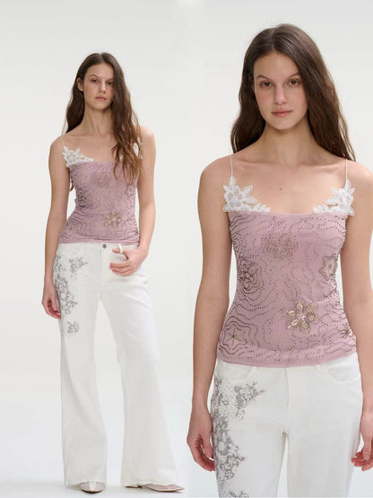 Lace Embellished Strap Top