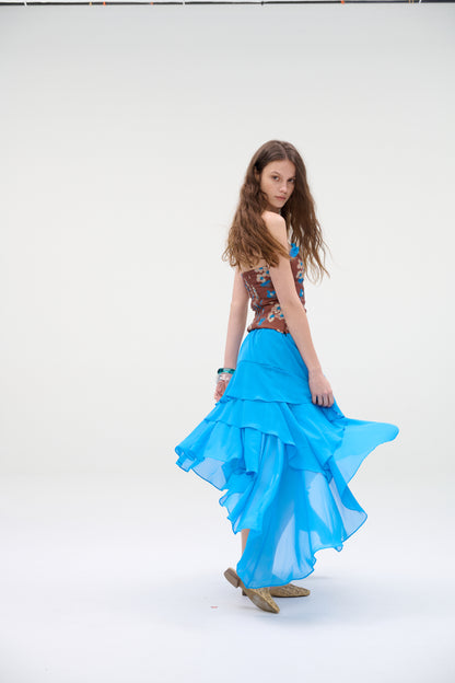 Azure Flow Asymmetrical Skirt