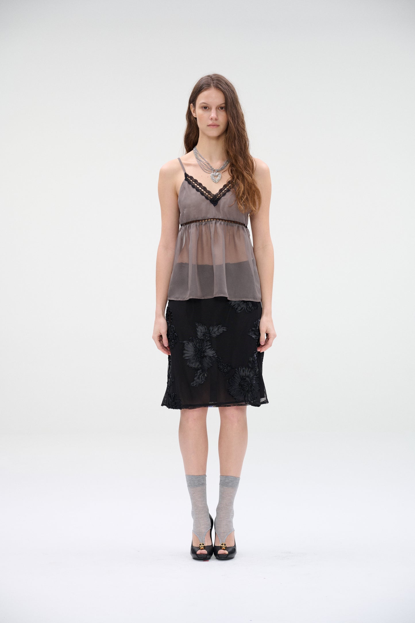 Noir Bloom Mesh Skirt
