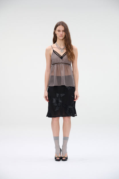 Noir Bloom Mesh Skirt