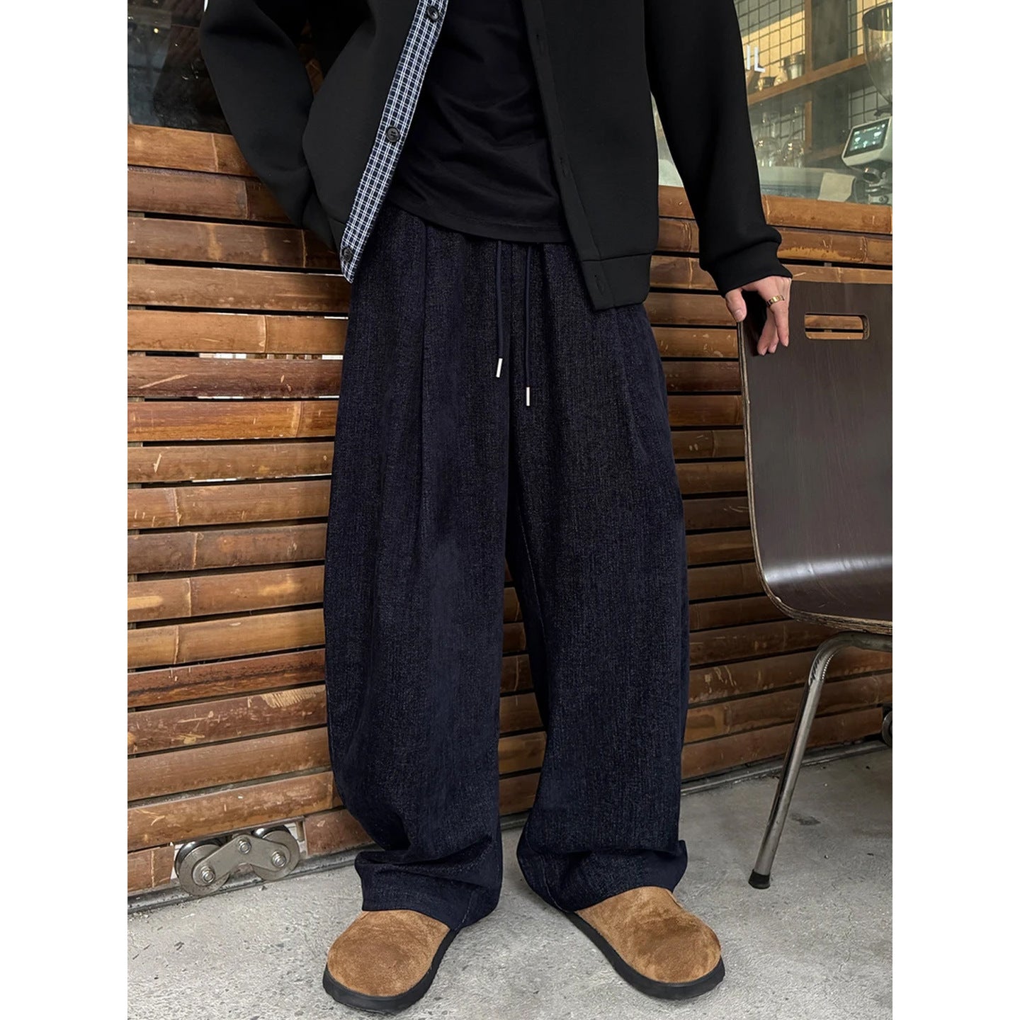 Wide Leg Fleece-Lined Pants for Men